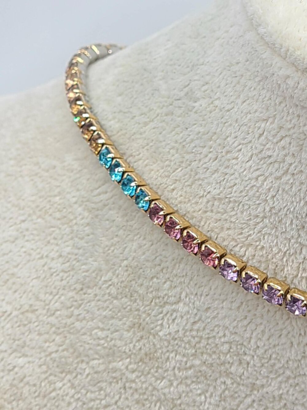 J Crew Girls Rainbow Crystal Tennis Necklace - Picture 9 of 13